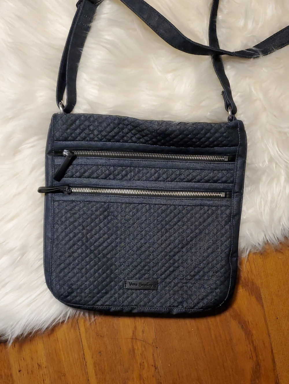Vera Bradley Quilted Black Denim Crossbody Bag